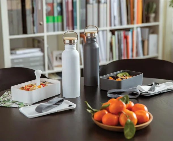  Moderna boca za vodu od nehrđajučeg čelika s čepom od bambusa, 700ml - XD Collection Bijela