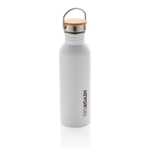  Moderna boca za vodu od nehrđajučeg čelika s čepom od bambusa, 700ml - XD Collection Bijela