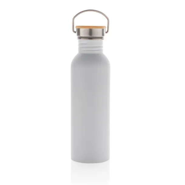  Modern stainless steel bottle with bamboo lid - XD Collection White 