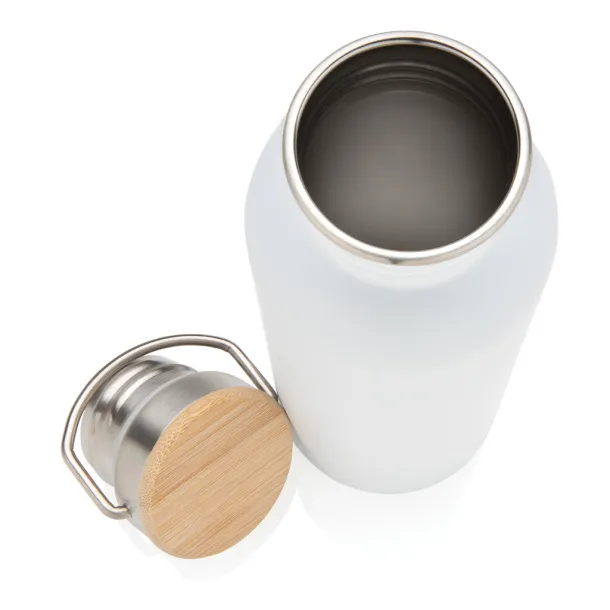  Modern stainless steel bottle with bamboo lid - XD Collection White 