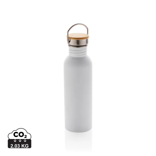  Moderna boca za vodu od nehrđajučeg čelika s čepom od bambusa, 700ml - XD Collection Bijela