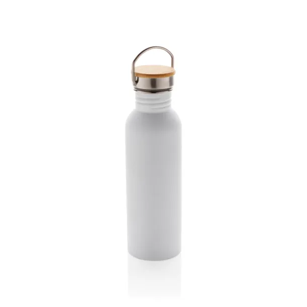  Modern stainless steel bottle with bamboo lid - XD Collection White 