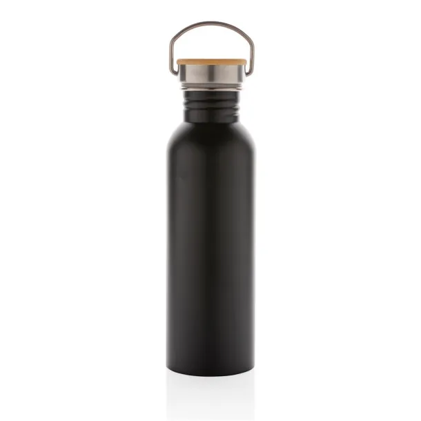  Modern stainless steel bottle with bamboo lid - XD Collection Black 