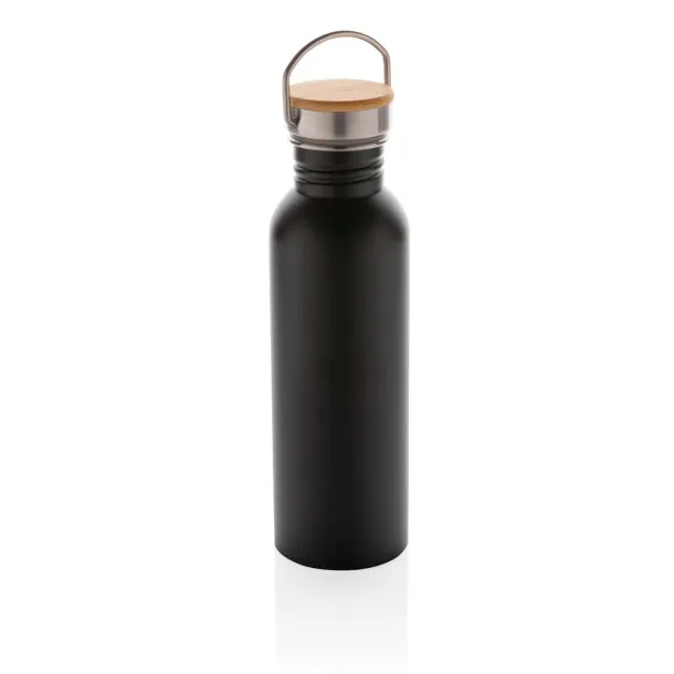  Modern stainless steel bottle with bamboo lid - XD Collection Black 