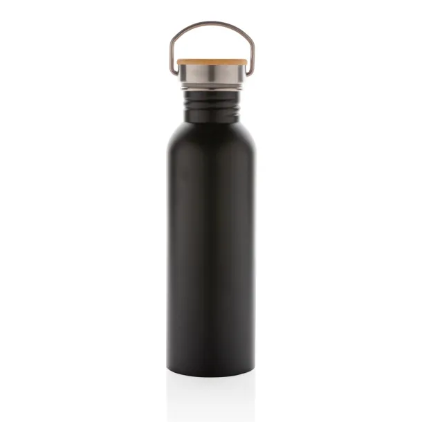  Modern stainless steel bottle with bamboo lid - XD Collection Black 