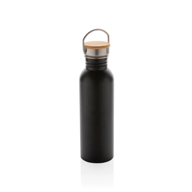  Modern stainless steel bottle with bamboo lid - XD Collection Black 