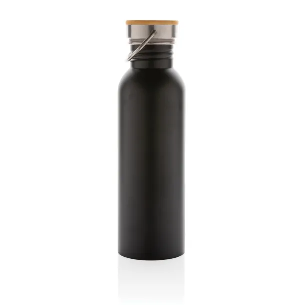  Modern stainless steel bottle with bamboo lid - XD Collection Black 