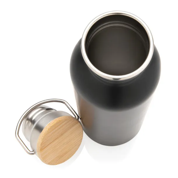  Modern stainless steel bottle with bamboo lid - XD Collection Black 