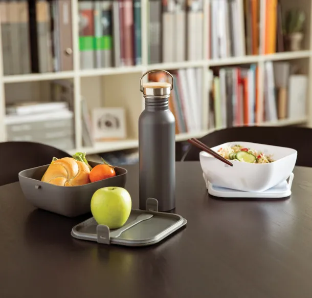  Modern stainless steel bottle with bamboo lid - XD Collection Grey 