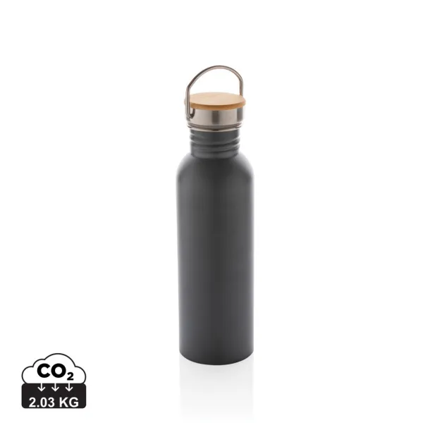  Moderna boca za vodu od nehrđajučeg čelika s čepom od bambusa, 700ml - XD Collection Siva