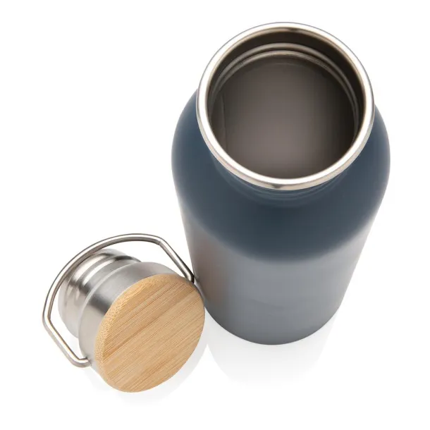  Modern stainless steel bottle with bamboo lid - XD Collection Plava