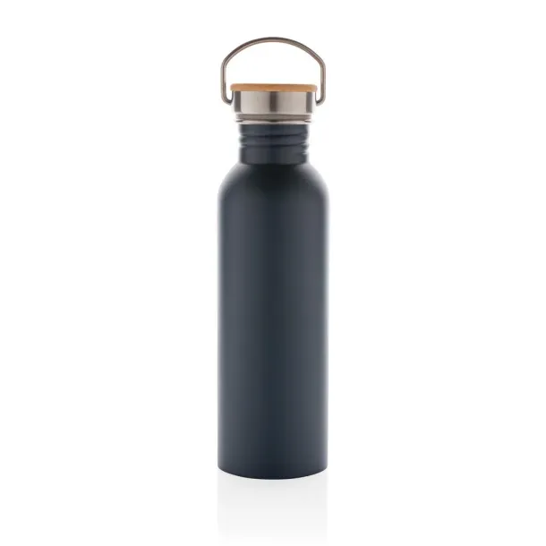  Modern stainless steel bottle with bamboo lid - XD Collection Plava