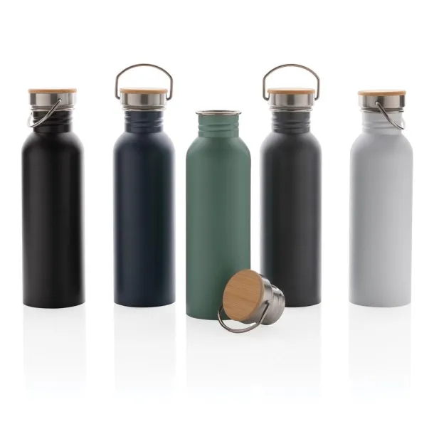  Modern stainless steel bottle with bamboo lid - XD Collection Plava