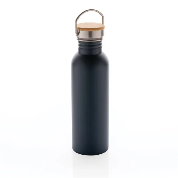  Modern stainless steel bottle with bamboo lid - XD Collection Plava