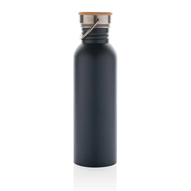  Modern stainless steel bottle with bamboo lid - XD Collection Plava