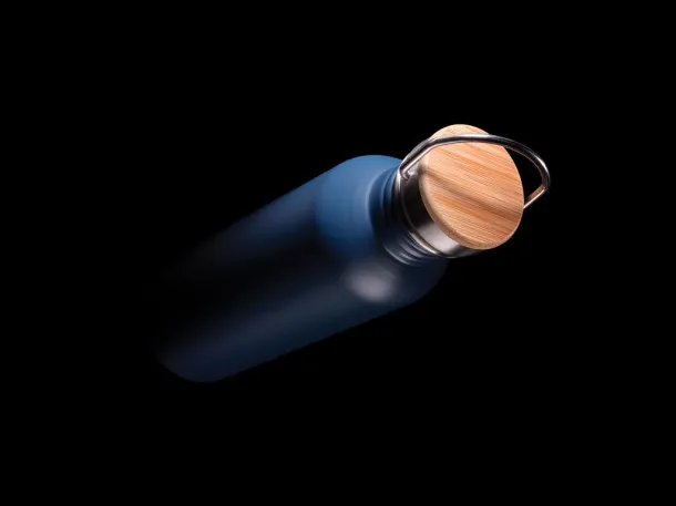  Modern stainless steel bottle with bamboo lid - XD Collection Plava