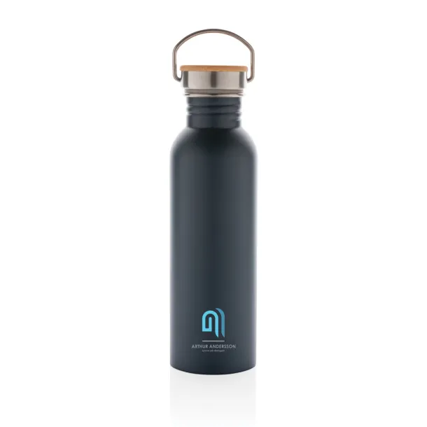  Modern stainless steel bottle with bamboo lid - XD Collection Plava