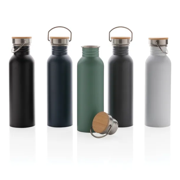  Modern stainless steel bottle with bamboo lid - XD Collection Plava