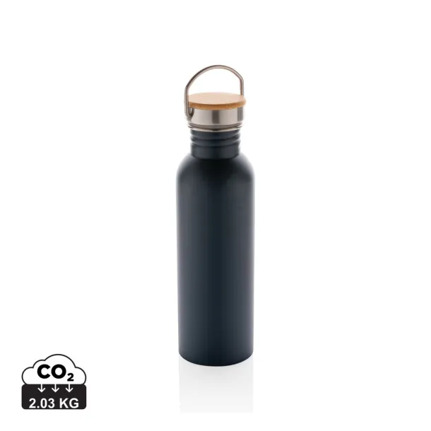  Modern stainless steel bottle with bamboo lid - XD Collection Plava