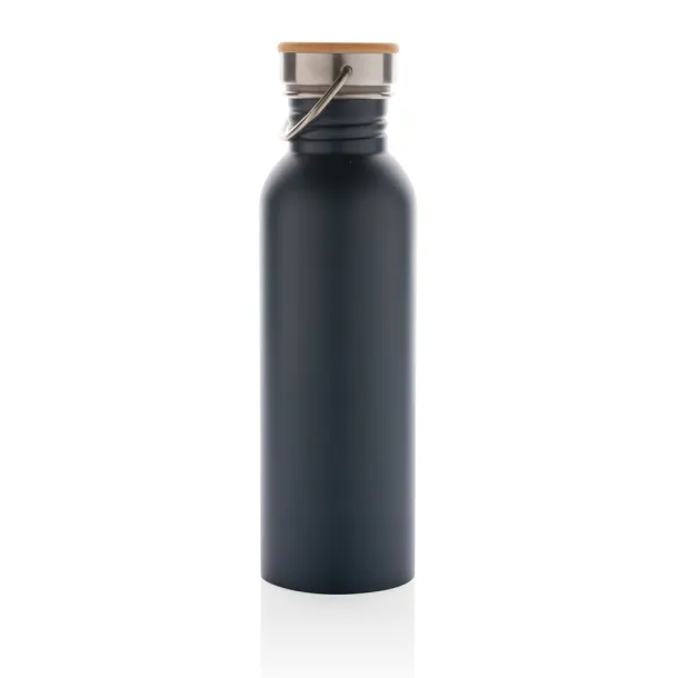  Modern stainless steel bottle with bamboo lid - XD Collection Plava