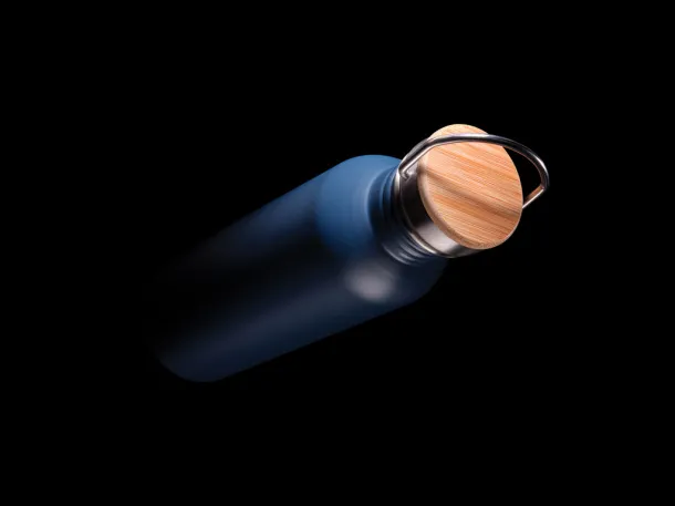  Modern stainless steel bottle with bamboo lid - XD Collection Plava