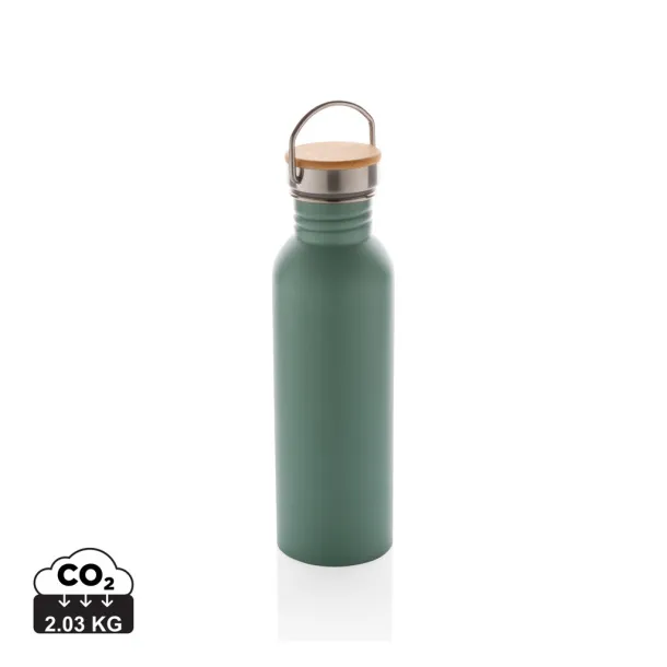  Modern stainless steel bottle with bamboo lid - XD Collection Green 