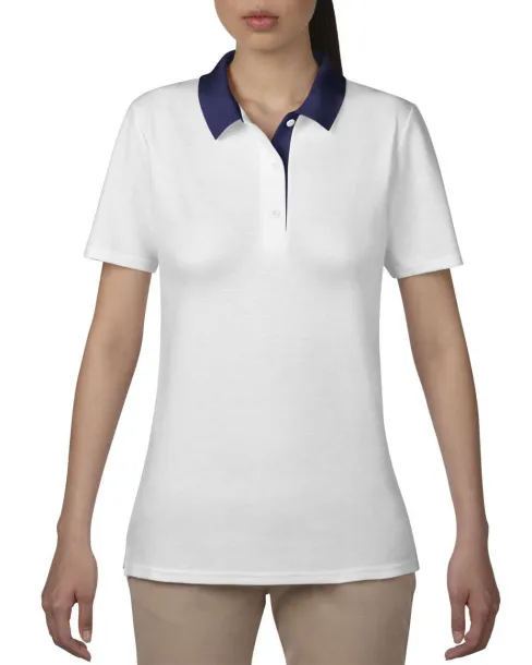  Ženska dvostruka polo pique majica, 210 g/m² - Anvil Bijela Mornarsko plava
