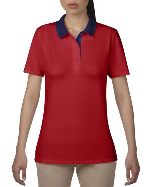  WOMEN’S DOUBLE PIQUÉ POLO - Anvil Red Navy