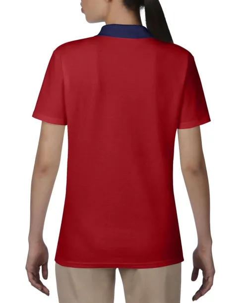  WOMEN’S DOUBLE PIQUÉ POLO - Anvil Red Navy