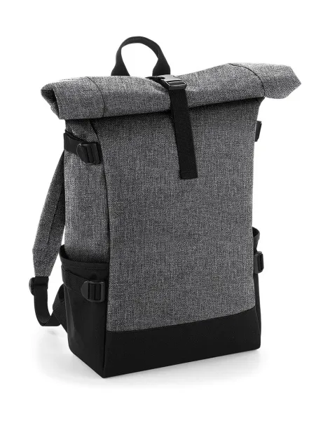  Block Roll-Top Backpack - Bagbase Grey Marl Black