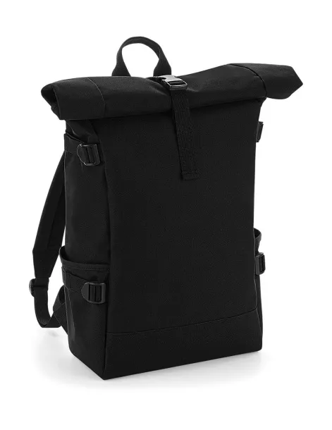  Block Roll-Top Backpack - Bagbase Black Black