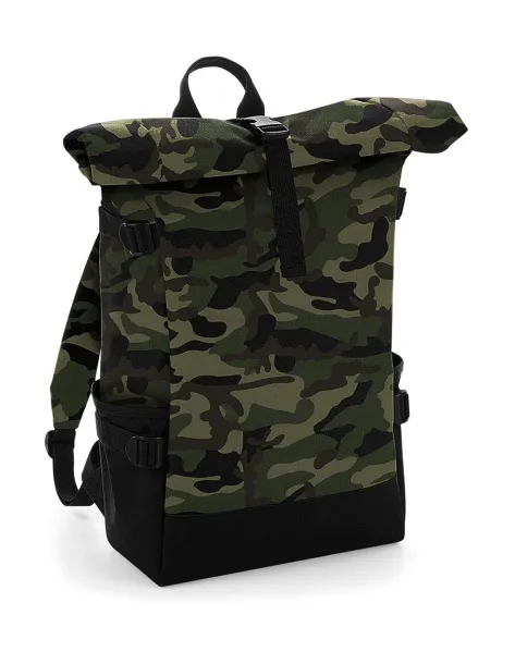  Block Roll-Top Backpack - Bagbase Jungle Camo Black