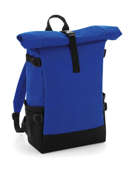  Block Roll-Top Backpack - Bagbase Bright Royal Black