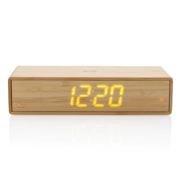  Bamboo alarm clock with 5W wireless charger - XD Collection Brown 