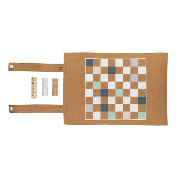  Britton cork foldable backgammon and checkers game set - XD Collection brown 