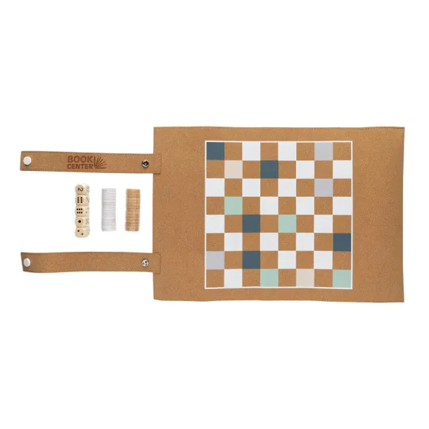  Britton cork foldable backgammon and checkers game set - XD Collection brown 