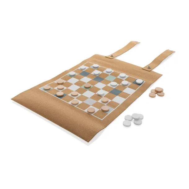  Britton cork foldable backgammon and checkers game set - XD Collection brown 