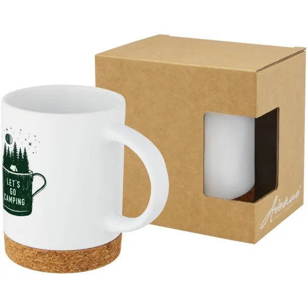 Neiva 425 ml ceramic mug with cork base - Unbranded White