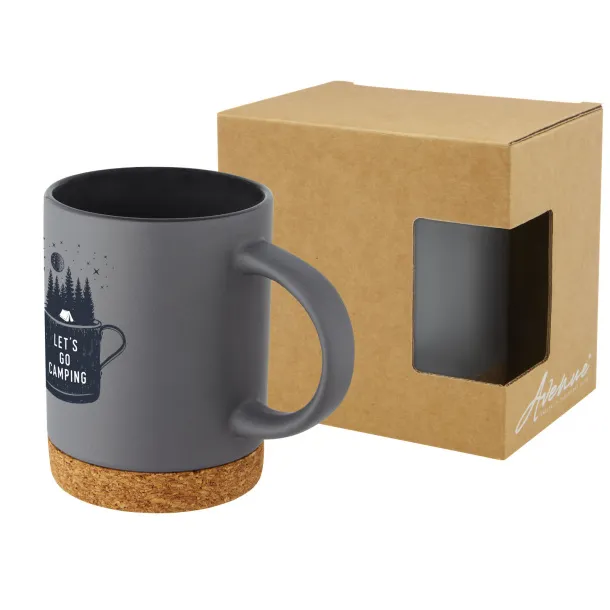 Neiva 425 ml ceramic mug with cork base Grey