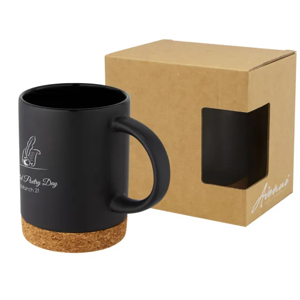 Neiva 425 ml ceramic mug with cork base Solid black