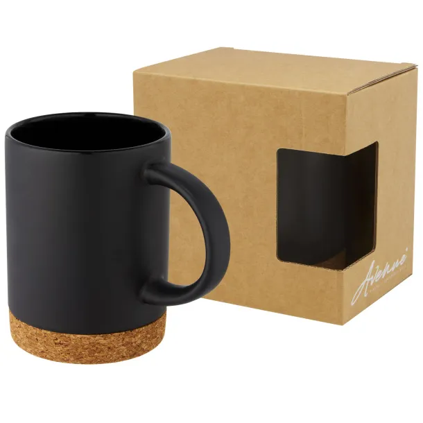 Neiva 425 ml ceramic mug with cork base Solid black