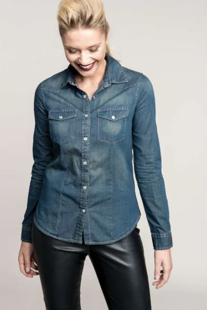  LADIES' LONG-SLEEVED DENIM SHIRT - Kariban Blue Jean