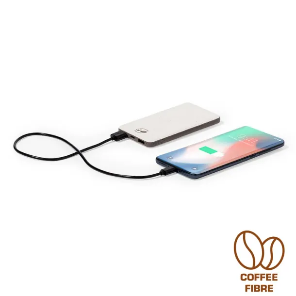  Coffee fibre and recycled cotton power bank 5000 mAh brown