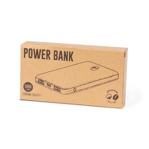  Coffee fibre and recycled cotton power bank 5000 mAh brown