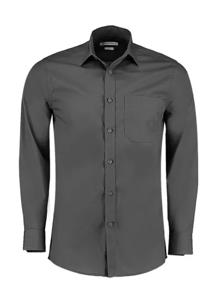  Tailored Fit Poplin Shirt - Kustom Kit Graphite