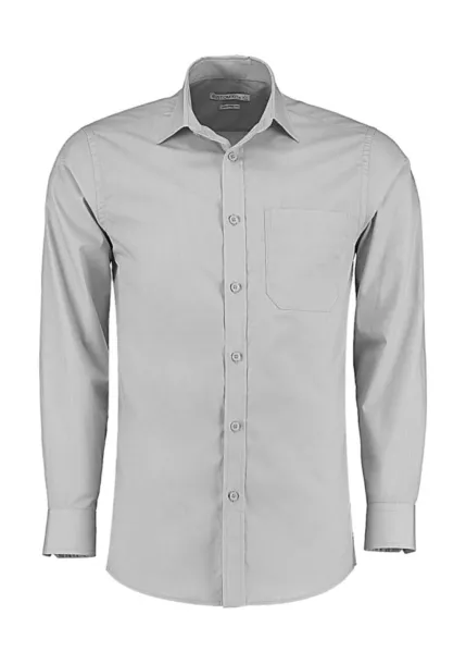  Tailored Fit Poplin Shirt - Kustom Kit Light Grey