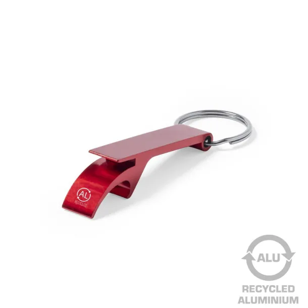  Keyring, recycled aluminium bottle opener red