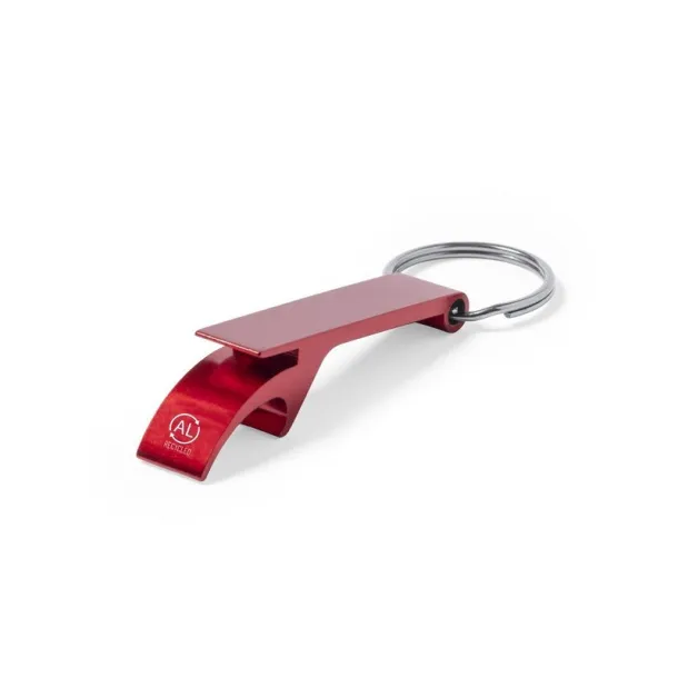  Keyring, recycled aluminium bottle opener Crvena