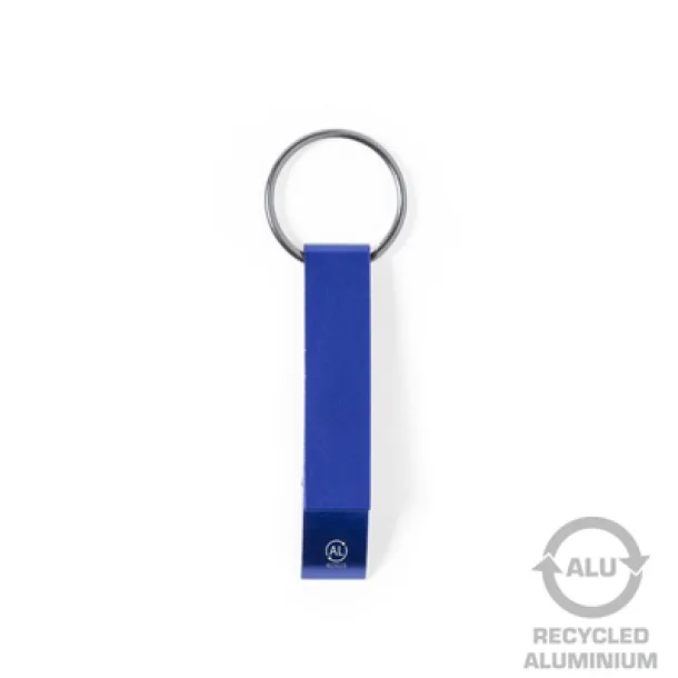  Keyring, recycled aluminium bottle opener blue