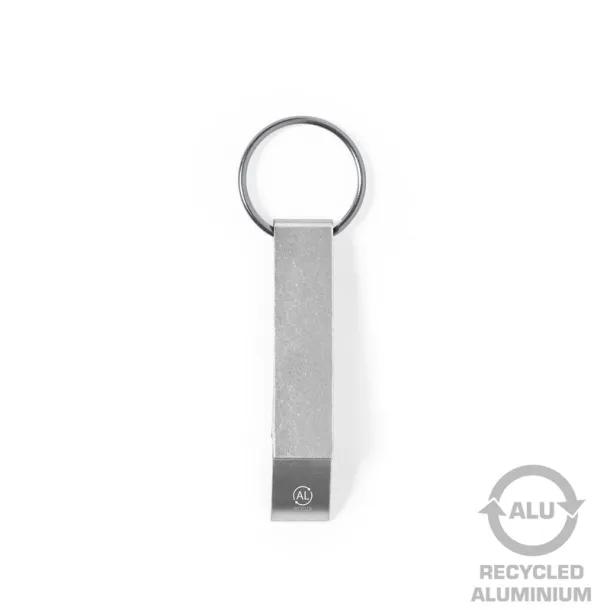  Keyring, recycled aluminium bottle opener silver